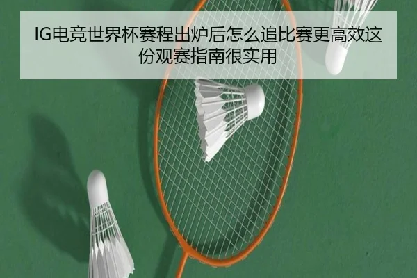 IG电竞世界杯赛程出炉后怎么追比赛更高效这份观赛指南很实用
